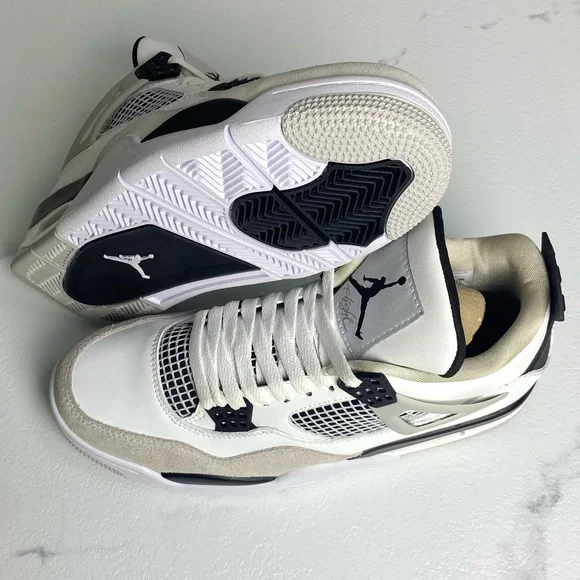 Jordan 4 Retro Military Black -Men’s White and Black Air Jordan Sneakers - Picture 8 of 10